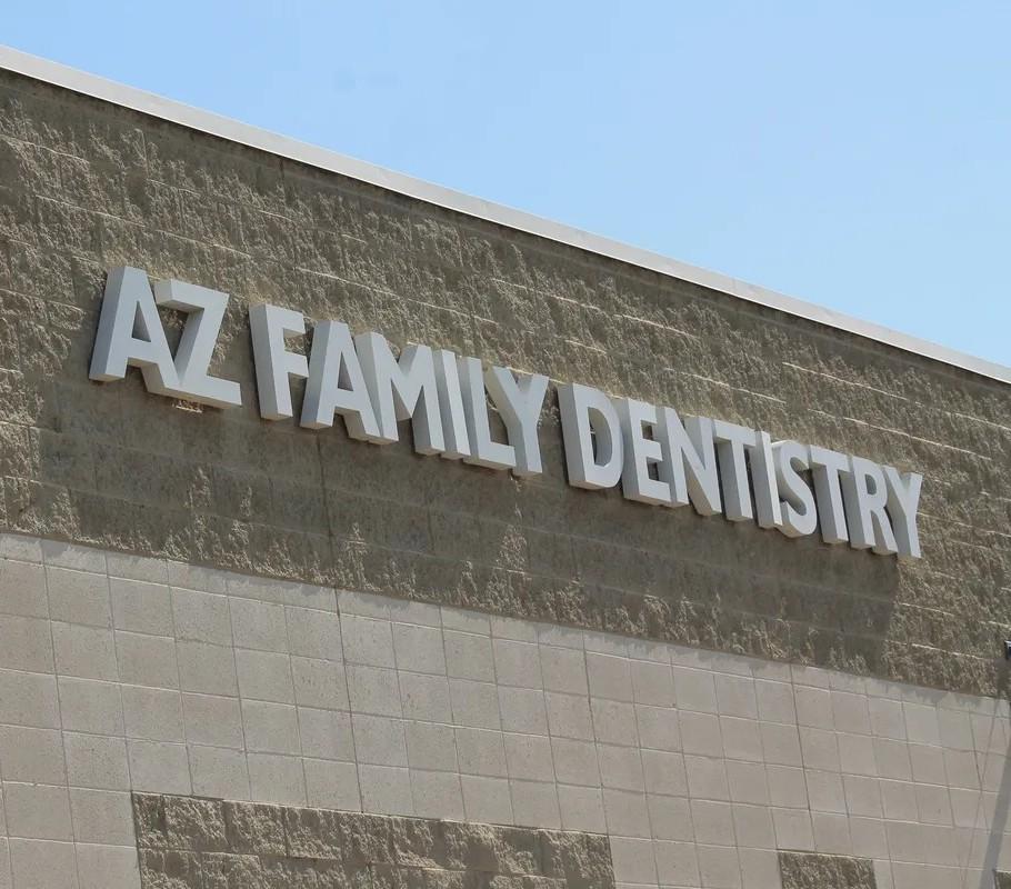 The AZ Family Dentistry sign on the front of our Chandler office